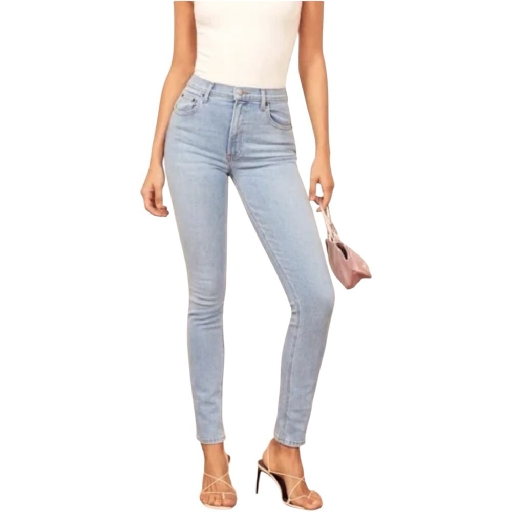 REFORMATION Jeans High & Skinny in Almalfi Coast Light Blue Wash Denim 26